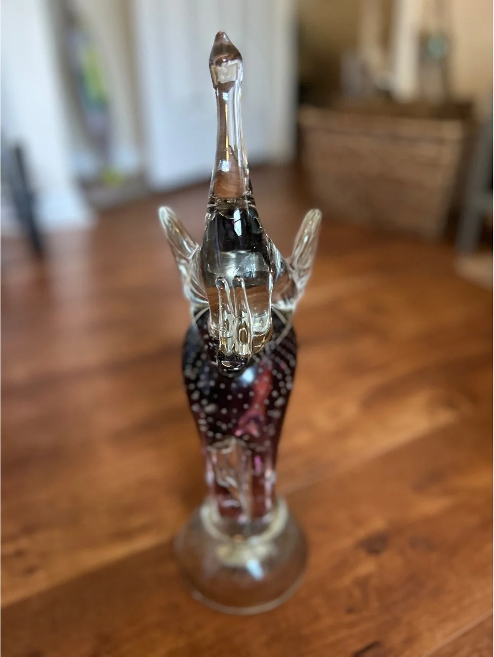Vintage Murano Art Glass Elephant Figurine with Air Bubbles